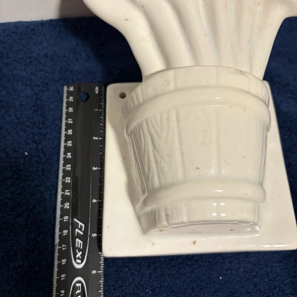 Vintage MCM 9” White Ceramic Wall Hanging - Kitchen Utensils - Retro Decor Art